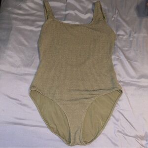 aerie Olive Green Ribbed One-Piece Swimsuit
